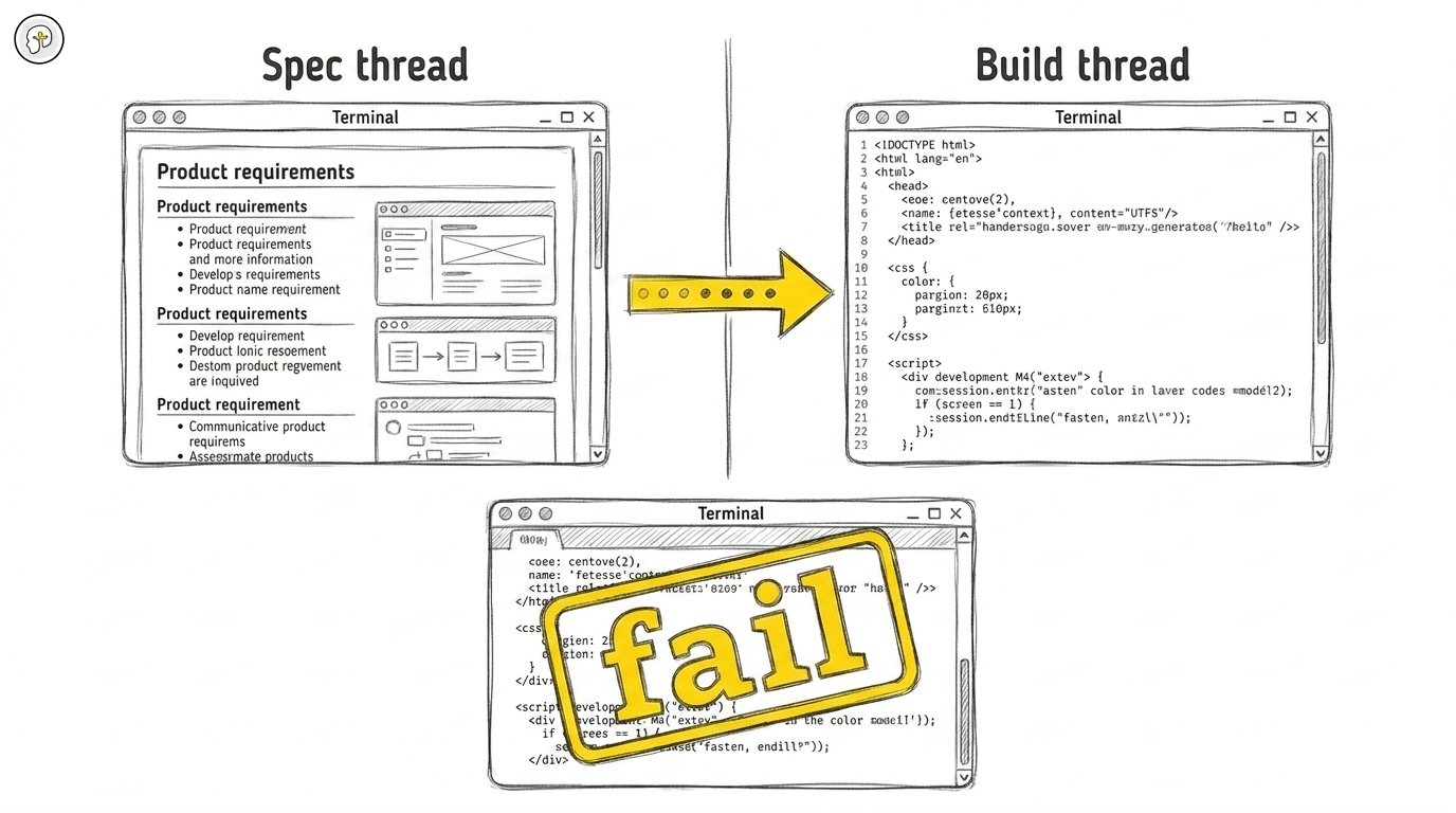 The two-thread pattern: Codex for spec, Claude for build